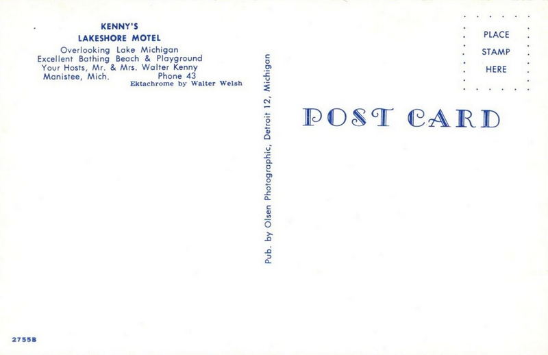 Lake Shore Motel (Kennys Lakeshore Motel) - Old Postcard (newer photo)